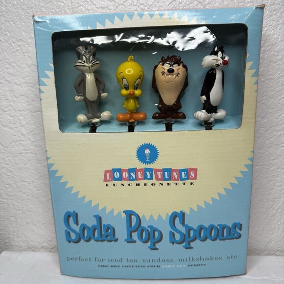 Looney Tunes Soda Pop Ice Cream Spoons & Scooper Warner Bros Studios 94 NEW RARE - Picture 2 of 7
